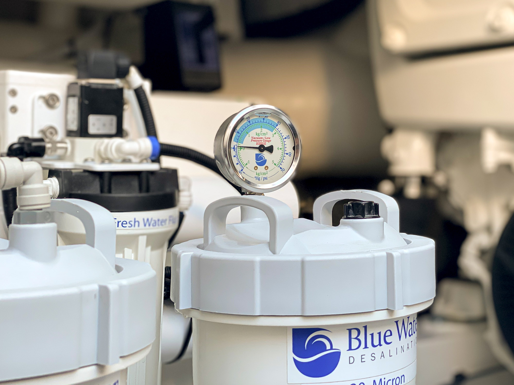 Blue Water desalination watermaker system installed on a yacht